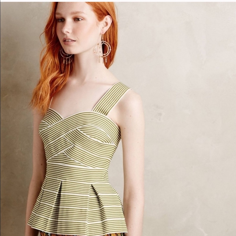 Anthropologie HD in Paris striped peplum shirt